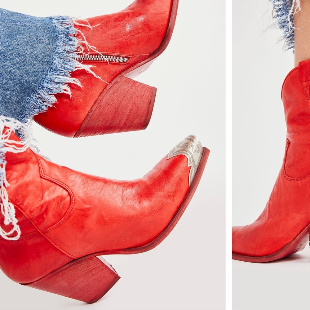 Brayden Western Italian Leather Boots Color: Flame Size: 9